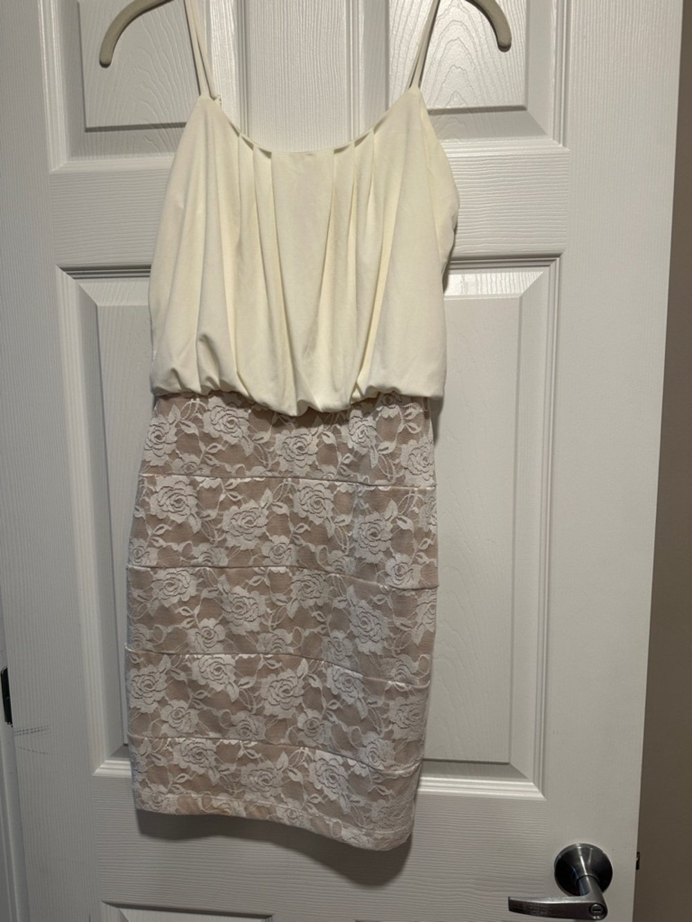 Ivory Spaghetti Strap Dress with Lace
